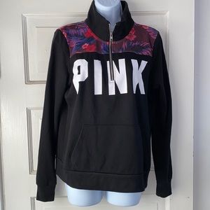 Victoria's Secret PINK Hawaiian Floral Print  1/4  Zip Pullover Sweatshi…
